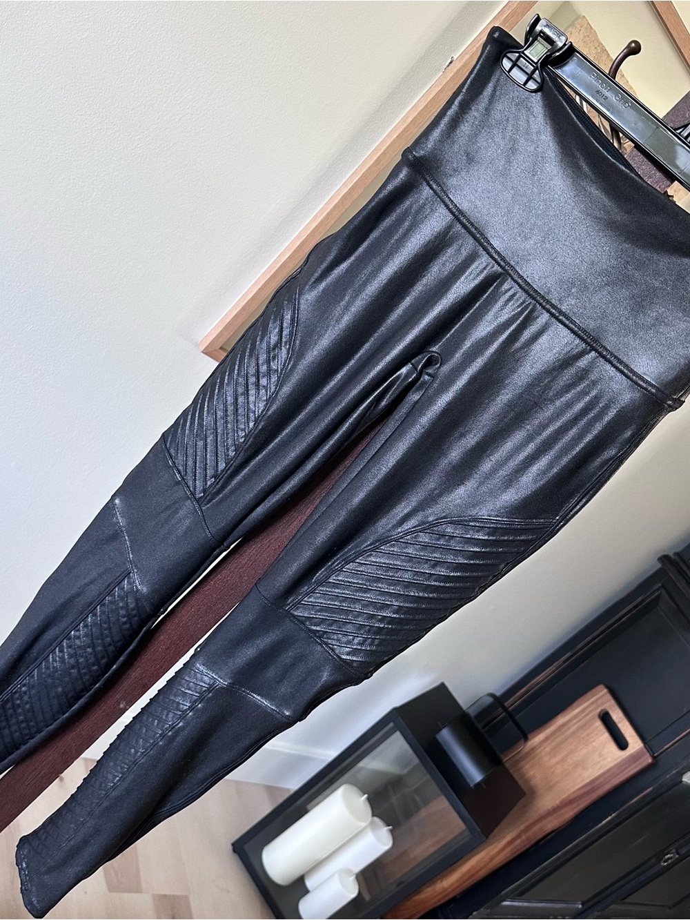 Spanx Faux Leather Moto Leggings Black
